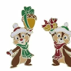 Outlet 😀 Disney 🎁 Christmas Pin - Chip And Dale - Acorn Presents 😍