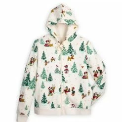 Cheapest ✨ Disney Zip Up Hoodie For 👩 Women - Holiday Mickey & Friends - White ✔️