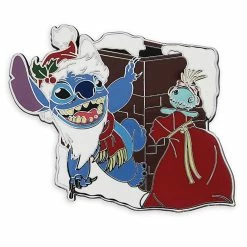 Best Pirce 🔥 Disney Holiday Pin - Santa Stitch Hangs From Chimney 🎉