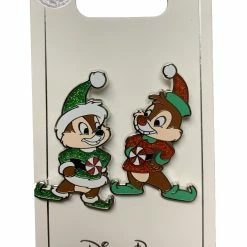 Promo 🥰 Disney Holiday Pin Set - Santa Chip N Dale - Set Of 2 💯